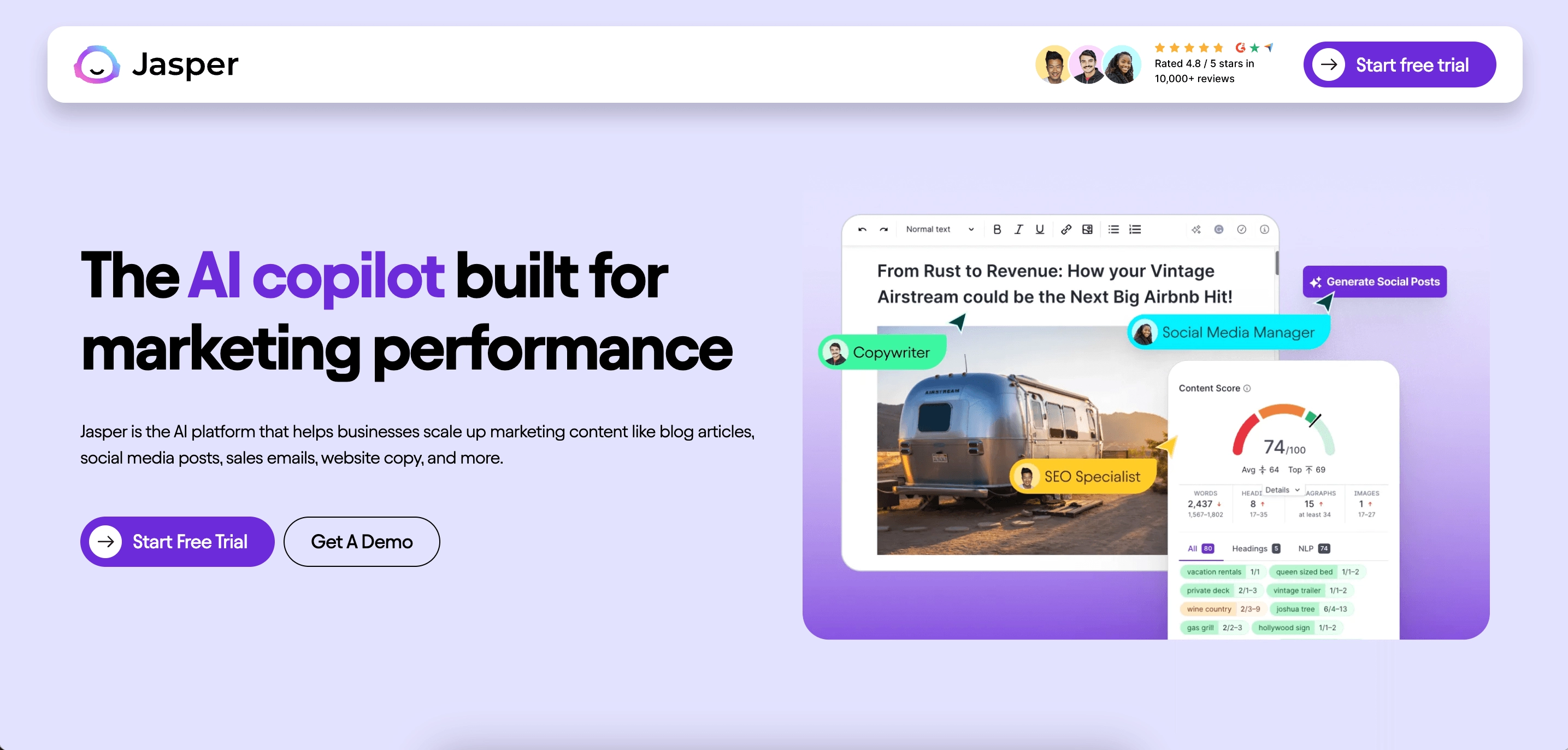Jasper AI sayti nusxasi